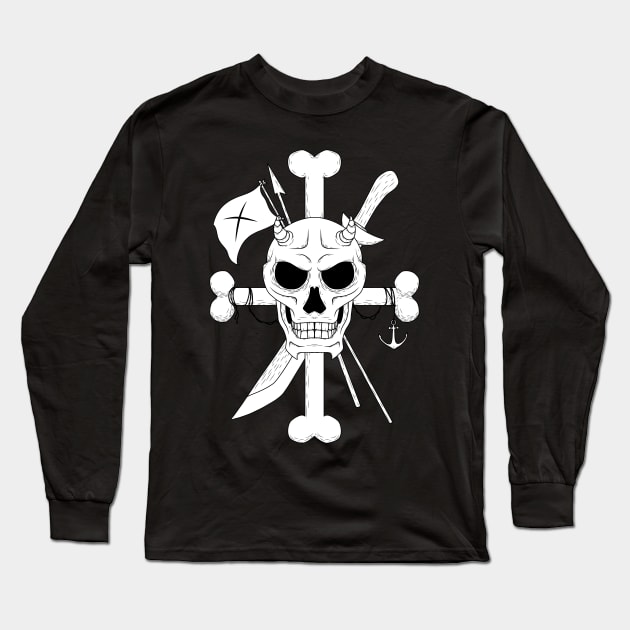 pirate devil skull emblem Long Sleeve T-Shirt by Ferdi Everywhere